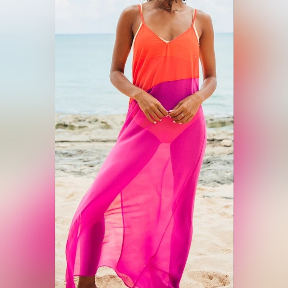 Lulus Sz Medium Seaside Retreat Maxi Cover-Up Dress